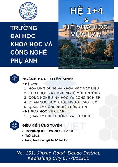 TUYỂN SINH -  ĐẠI HỌC KHOA HỌC VÀ CÔNG NGHỆ PHỤ ANH